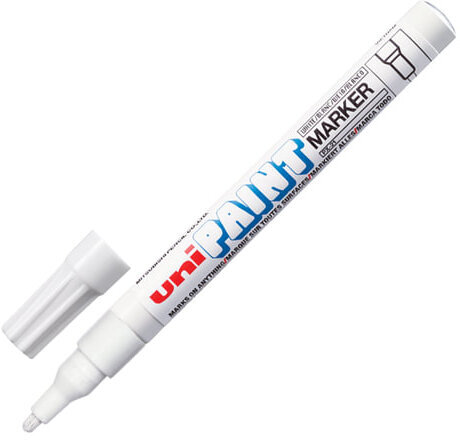 Маркер-краска лаковый (paint marker) UNI (Япония) "Paint", 0,8-1,2 мм, БЕЛЫЙ, нитро-основа, алюминиевый корпус, PX-21(L) WHITE