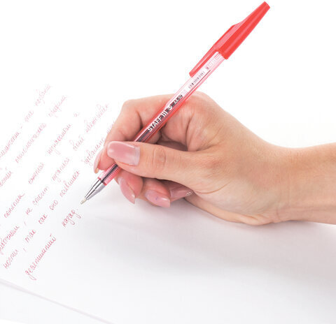 Ручка шариковая STAFF AA-927, КРАСНАЯ, корпус тонированный, хромированные детали, 0,7 мм, линия 0,35 мм, 142811