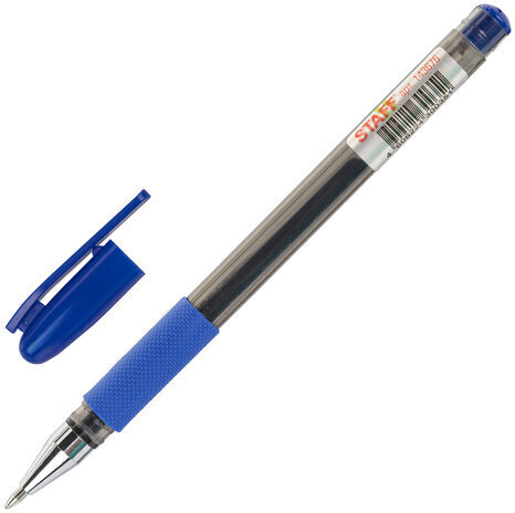 Ручка гелевая с грипом STAFF "Basic" GP-677, СИНЯЯ, корпус тонированный, узел 0,5 мм, линия письма 0,35 мм, 143676