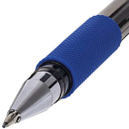 Ручка гелевая с грипом STAFF "Basic" GP-677, СИНЯЯ, корпус тонированный, узел 0,5 мм, линия письма 0,35 мм, 143676