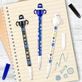 Ручка фигурная шариковая ЮНЛАНДИЯ &quot;Робот&quot;, корпус ассорти, СИНЯЯ, пишущий узел 0,7 мм, 143790