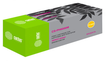 Картридж лазерный CACTUS (CS-PH6000M) для XEROX Phaser 6000/6010N, пурпурный, ресурс 1000 стр.