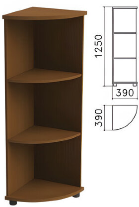 Шкаф (стеллаж) угловой &quot;Монолит&quot;, 390х390х1250 мм, 2 полки, цвет орех гварнери, УМ47.3