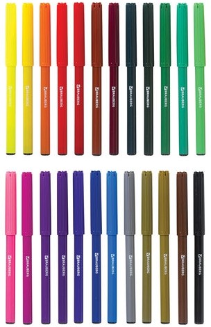 Фломастеры BRAUBERG "АКАДЕМИЯ", 24 цвета, вентилируемый колпачок, ПВХ упаковка, 151413