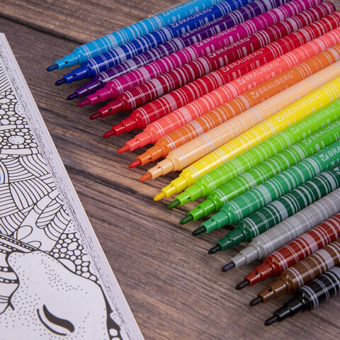 Фломастеры BRAUBERG "PREMIUM", 18 цветов, КОРПУС С ПЕЧАТЬЮ, вентилируемый колпачок, ПВХ-упаковка с европодвесом, 151943