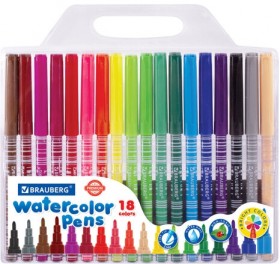 Фломастеры BRAUBERG "PREMIUM", 18 цветов, КОРПУС С ПЕЧАТЬЮ, вентилируемый колпачок, ПВХ-упаковка с европодвесом, 151943