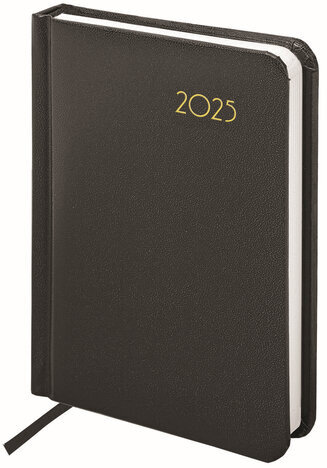 Ежедневник датированный 2025 МАЛЫЙ ФОРМАТ 100х150 мм А6, BRAUBERG "Select", балакрон, черный, 115752