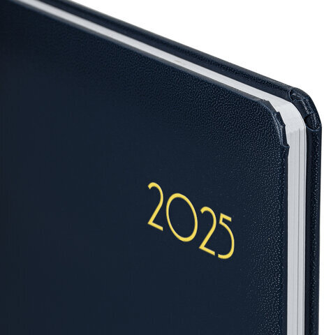 Еженедельник датированный 2025, А5, 145х215 мм, BRAUBERG "Select", балакрон, темно-синий, 115971