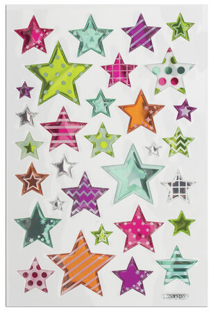 Наклейки объемные "Звезды", многоразовые, 10х15 см, ЮНЛАНДИЯ, 661808