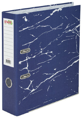 Папка-регистратор STAFF &quot;Profit&quot; с мраморным покрытием, 75 мм, с уголком, синяя, СЪЕМНЫЙ МЕХАНИЗМ, 272010