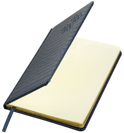 Еженедельник датированный 2024 А5 145х215 мм BRAUBERG "Comodo", под кожу, темно-синий, 115020