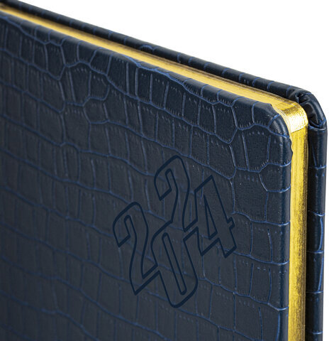 Еженедельник датированный 2024 А5 145х215 мм BRAUBERG "Comodo", под кожу, темно-синий, 115020