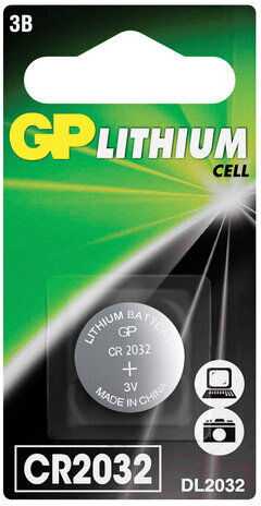 Батарейка GP Lithium, CR2032, литиевая, 1 шт., в блистере, CR2032-C1