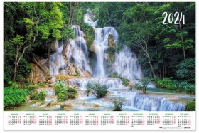 Календарь настенный листовой на 2024 г., формат А1 90х60 см, "Величие водопадов", HATBER, Кл1_29582