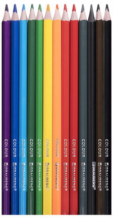 Карандаши цветные пластиковые, BRAUBERG PREMIUM 12 цветов + 1 чернографитный карандаш, трехгранный корпус, грифель 3 мм, 181936