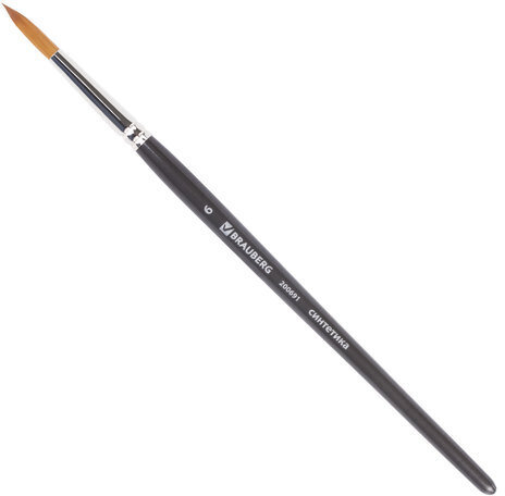 Кисть художественная проф. BRAUBERG ART CLASSIC, синтетика мягкая под колонок, кругл, № 6, кор руч, 200691