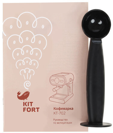 Кофеварка рожковая KITFORT КТ-702, 1100 Вт, объем 1 л, 15 бар, ручной капучинатор, черная, KT-702