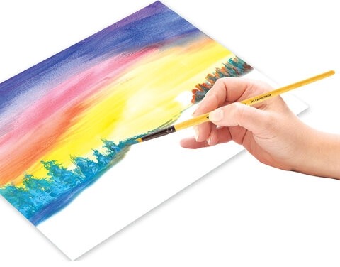 Кисть ПИФАГОР, СИНТЕТИКА, круглая, № 4, деревянная лакированная ручка, с колпачком, 200844