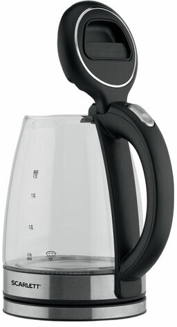 Чайник SCARLETT SC-EK27G72, 1,7 л, 2000 Вт, закрытый нагревательный элемент, стекло, черный