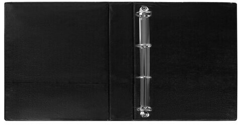 Папка на 4 кольцах с передним прозрачным карманом BRAUBERG, картон/ПВХ, 65 мм, черная, до 400 листов, 223534