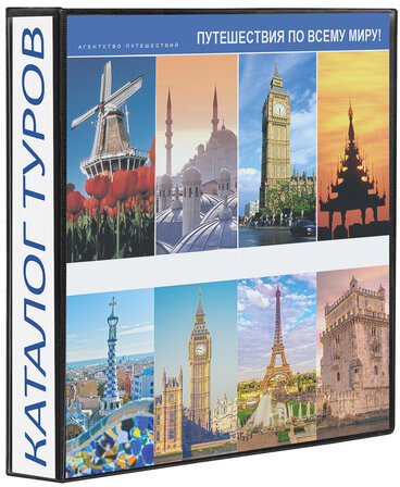 Папка на 4 кольцах с передним прозрачным карманом BRAUBERG, картон/ПВХ, 65 мм, черная, до 400 листов, 223534
