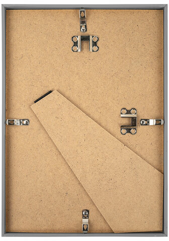 Рамка 21х30 см серебристая, пластик, багет 8 мм, BRAUBERG "Slim", плотный задник с ножкой, акриловый экран, 391316