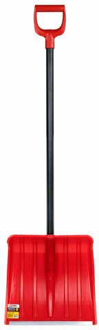 Лопата снеговая 38х36см "СНЕЖОК" алюминиевая планка СУПЕРПРОЧНАЯ, первичное сырье, черенок с V-образной ручкой, КРАСНАЯ, ГРАНДМАСТЕР, 700332
