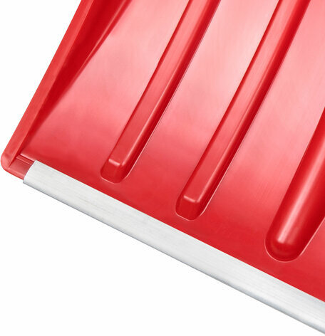 Лопата снеговая 38х36см "СНЕЖОК" алюминиевая планка СУПЕРПРОЧНАЯ, первичное сырье, черенок с V-образной ручкой, КРАСНАЯ, ГРАНДМАСТЕР, 700332