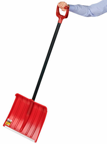 Лопата снеговая 38х36см "СНЕЖОК" алюминиевая планка СУПЕРПРОЧНАЯ, первичное сырье, черенок с V-образной ручкой, КРАСНАЯ, ГРАНДМАСТЕР, 700332