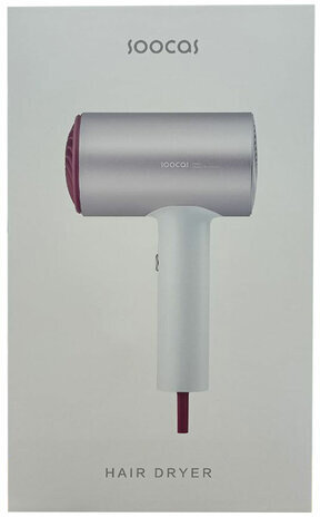 Фен SOOCAS H5, мощность 1800 Вт, 2 скорости, 4 температурных режима, ионизация, холодный воздух, серебристый
