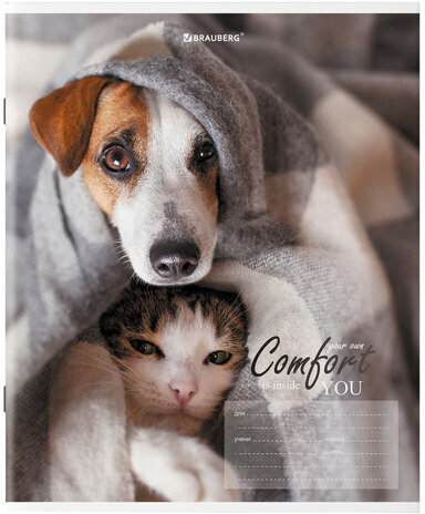 Тетрадь 24 л. BRAUBERG клетка, обложка картон, "ПИТОМЦЫ", 106485