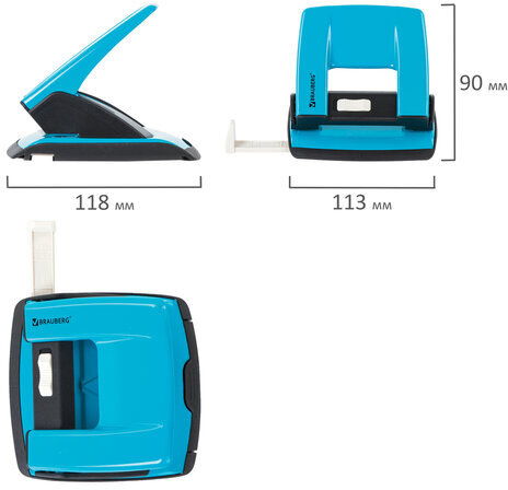 Дырокол металлический BRAUBERG "ULTRA", до 20 листов, голубой, 228759