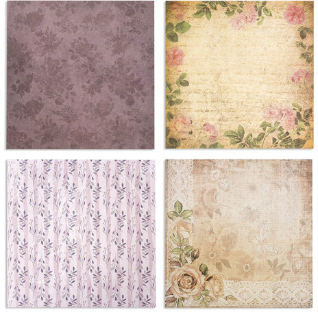 Бумага для скрапбукинга 30х30 см "Винтаж", двусторонняя, 12 листов, 12 дизайнов, 180 г/м2, ОСТРОВ СОКРОВИЩ, 662766