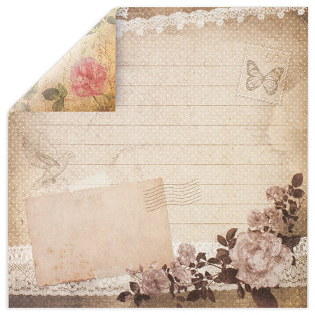 Бумага для скрапбукинга 30х30 см "Винтаж", двусторонняя, 12 листов, 12 дизайнов, 180 г/м2, ОСТРОВ СОКРОВИЩ, 662766