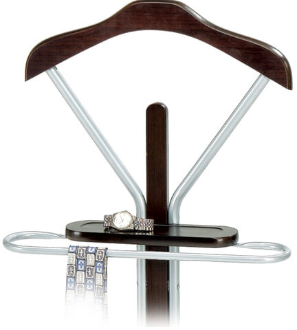 Вешалка-стойка костюмная СН-4089, 1090х470х280 мм, металл и дерево, темный орех и серебро