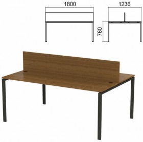 Стол письменный 2-МЕСТНЫЙ на металлокаркасе &quot;Арго&quot;, 1800х1236х760 мм, орех (КОМПЛЕКТ)
