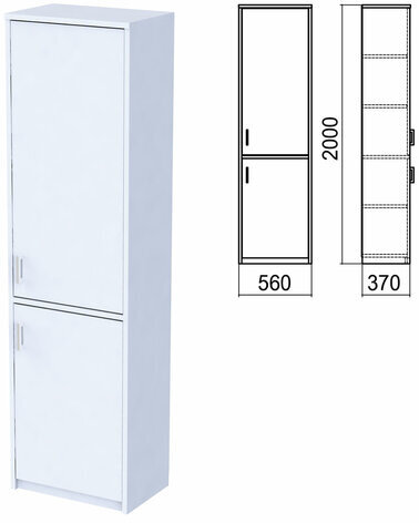 Шкаф закрытый "Арго", 560х370х2000 мм, серый (КОМПЛЕКТ)
