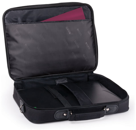 Сумка-портфель BRAUBERG с отделением для ноутбука 15,6", "Profi", откидная крышка, черная, 40х30х7 см, 240441