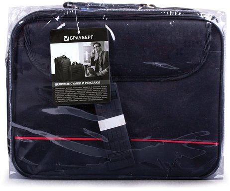 Сумка-портфель BRAUBERG с отделением для ноутбука 15,6", "Profi", откидная крышка, черная, 40х30х7 см, 240441