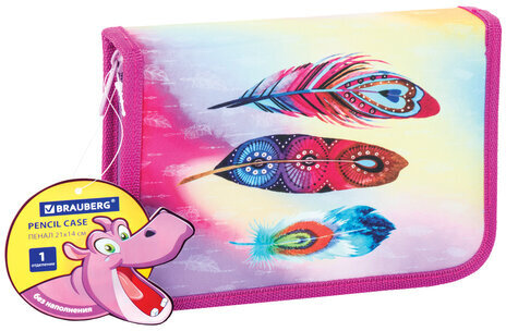 Пенал BRAUBERG, 1 отделение, полиэстер, 21х14 см, "Plumage", 270304