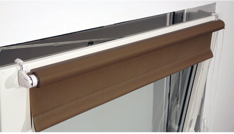 Штора рулонная BRABIX 60х175 см, текстура - лён, защита 55-85%, 200 г/м2, коричневый S-17, 605987