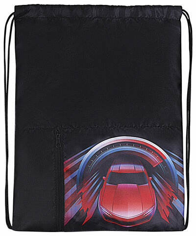 Мешок для обуви ЮНЛАНДИЯ, карман на молнии, 33х42 см, "High speed", 271055