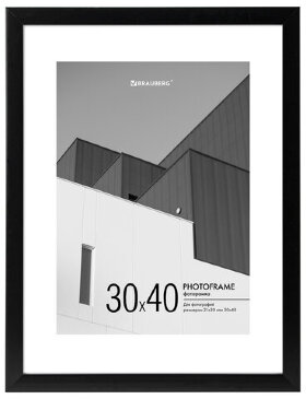Рамка 30х40 см с паспарту 21х30 см небьющаяся, багет 20 мм, пластик, BRAUBERG &quot;New Age&quot;, черная, 391277