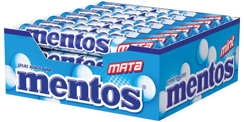 Жевательное драже MENTOS (Ментос) "Мята", 37 г, 3340