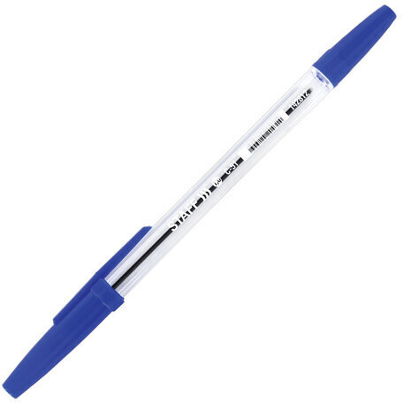 Ручка шариковая STAFF "C-51", СИНЯЯ, корпус прозрачный, узел 1 мм, линия письма 0,7 мм, 142812