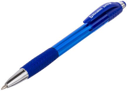 Ручки шариковые автоматические СИНИЕ "НАБОР 4 штуки" BRAUBERG "SUPER", линия 0,35 мм, 143382