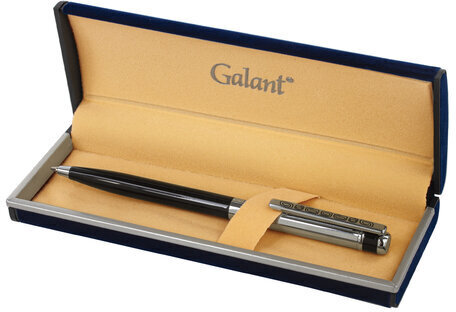 Ручка подарочная шариковая GALANT "ACTUS", корпус серебристый с черным, детали хром, узел 0,7 мм, синяя, 143518