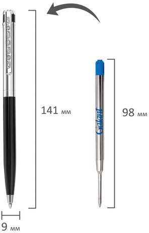 Ручка подарочная шариковая GALANT "ACTUS", корпус серебристый с черным, детали хром, узел 0,7 мм, синяя, 143518