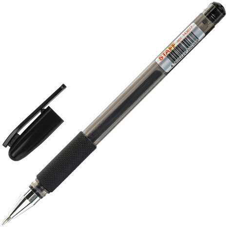 Ручка гелевая с грипом STAFF "Basic" GP-677, ЧЕРНАЯ, корпус тонированный, узел 0,5 мм, линия письма 0,35 мм, 143677