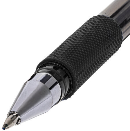 Ручка гелевая с грипом STAFF "Basic" GP-677, ЧЕРНАЯ, корпус тонированный, узел 0,5 мм, линия письма 0,35 мм, 143677